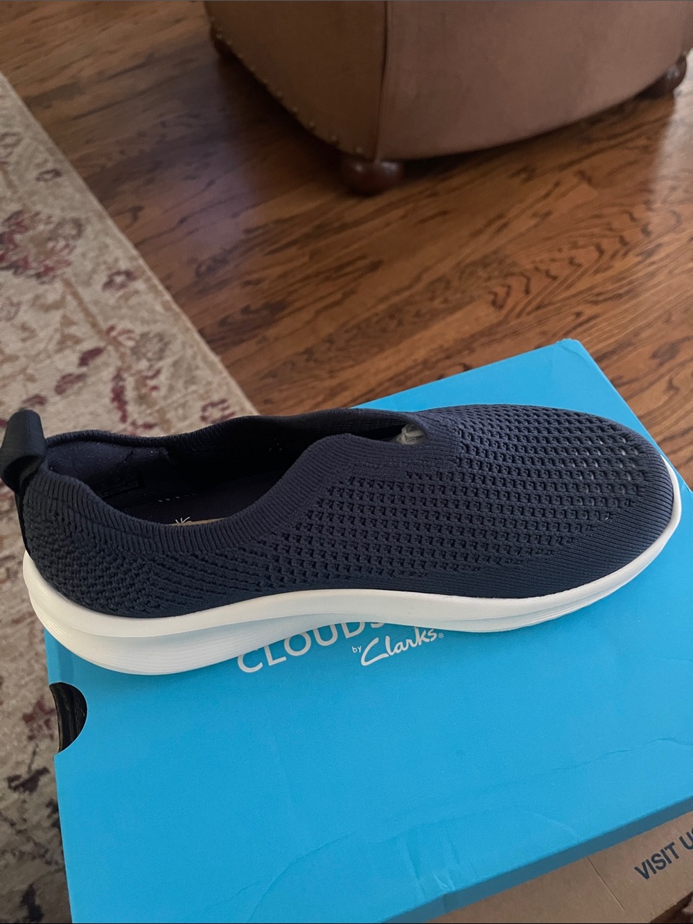 Cloudsteppers by Clarks Navy Knit Slip-On Sneakers with White Sole - Picture 3 of 6